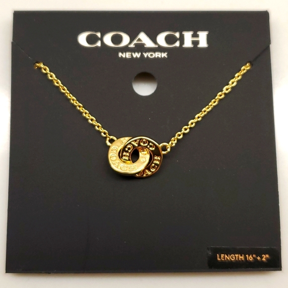 NWT Coach Interlocking Open Circle Pendant Necklace - Picture 2 of 6